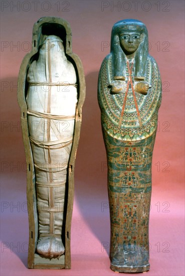 Mummy and Coffin, Egyptian, 21st Dynasty. Artist: Unknown