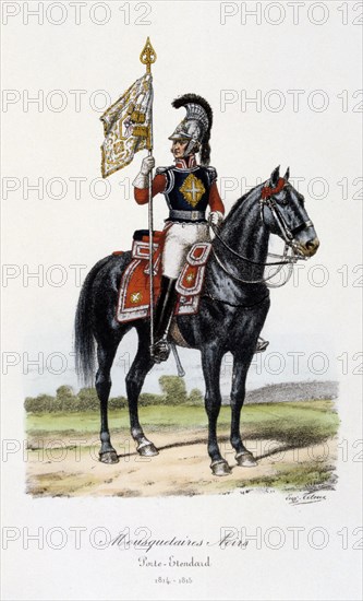 Mousquetaires Noirs, Standard Bearer, 1814-15. Artist: Eugene Titeux