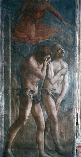 'Adam and Eve banished from Paradise', (detail, pre-restoration), c1427.  Artist: Masaccio Tommaso