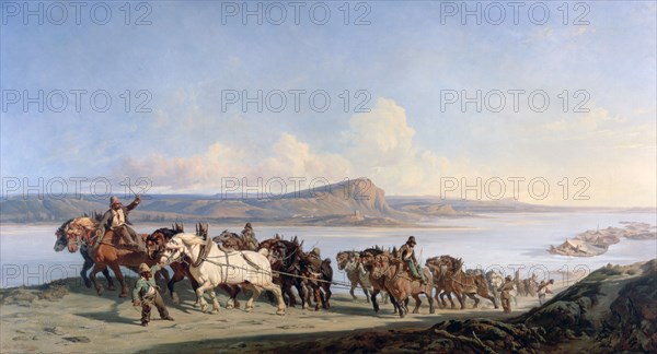 'Attachment of Horses Pulling Boats Down the Rhone', c1825-1870. Artist: Alexandre Dubuisson