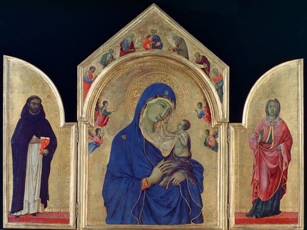 Madonna and Child with St Dominic and St Aurea', c1315. Artist: Duccio di Buoninsegna