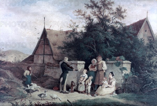 'The Fiddler of the Village', 1845. Artist: Ludwig Richter