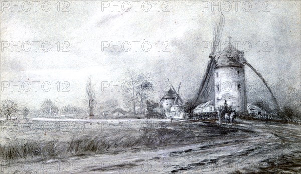 'Landscape with Windmill', c1855-1892. Artist: Stanislas Lepine