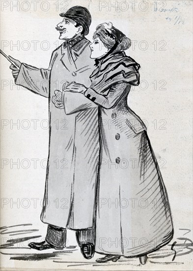 'The Couple, Man with the Bowler Hat', c1870-1893. Artist: Guy de Maupassant