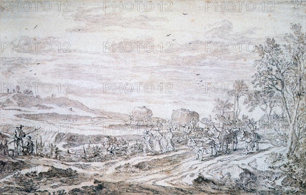 'Landscape with Reapers', c1615-1661. Artist: Pieter Molijn