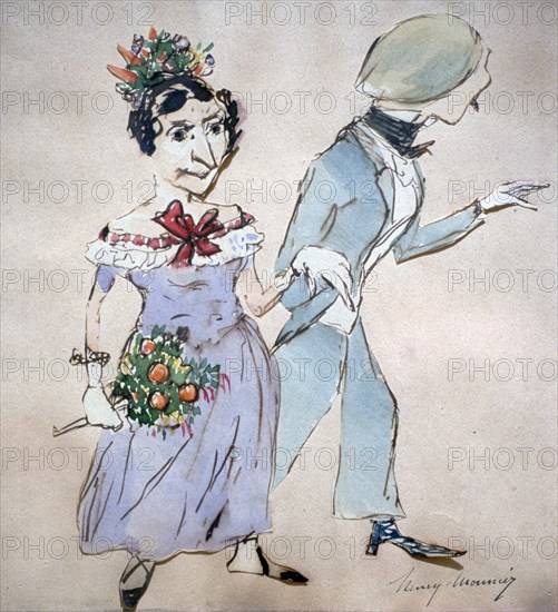 'The Couple with the Bouquet', c1825-1877. Artist: Henry Bonaventure Monnier