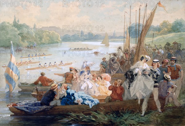 'A Regatta at Asnieres During the Second Empire', c1868-1905. Artist: Antony Paul Emile Morlon