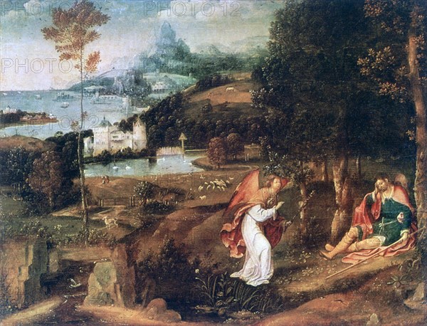 'Landscape Scene with Saint Roch', c1500-1524. Artist: Joachim Patinir