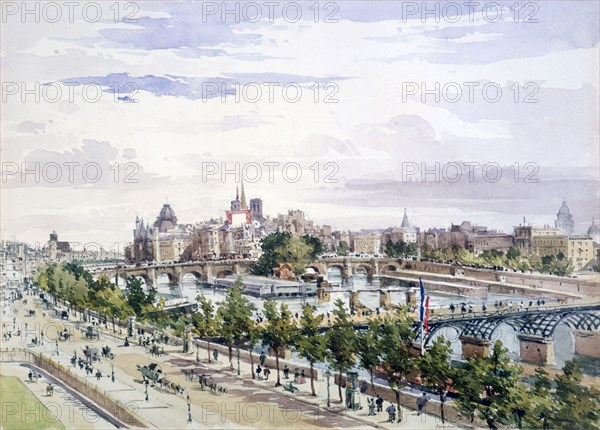 'Paris, from the Window of the Salle d'Apollon in the Louvre looking East', July 1867. Artist: Charles Claude Pyne