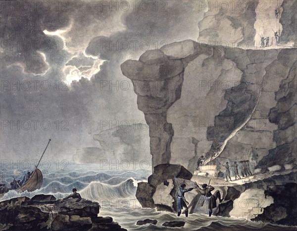 Landing of the Conspirators in the Cadoudal Affair at the Cliff of Biville...', 1771-1847. Artist: Armand Jules Marie Heraclius de Polignac