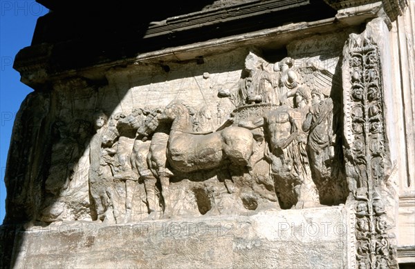 The Emperor Titus leading his troops, wall relief, Rome. Artist: Unknown