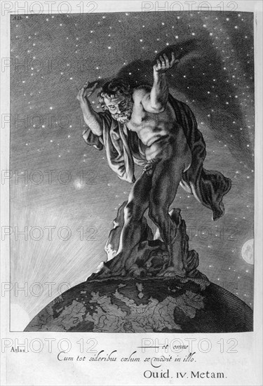 Atlas Supports the Heavens on his Shoulders, 1655. Creator: Unknown.