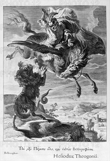 Bellerophon fights the Chimera, 1655. Creator: Unknown.