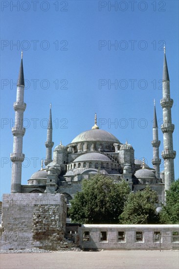 Sultan Ahmed Mosque, (Blue Mosque), north elevation, Istanbul, Turkey. Artist: Unknown