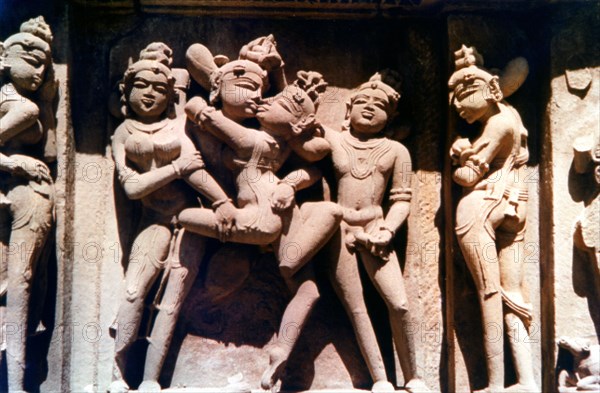 Erotic Sculpture, Hindu Temple, Khajuraho, India, 950 - 1050. Artist: Unknown