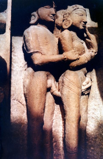 Erotic Sculpture, Hindu Temple, Khajuraho, India, 950 - 1050. Artist: Unknown