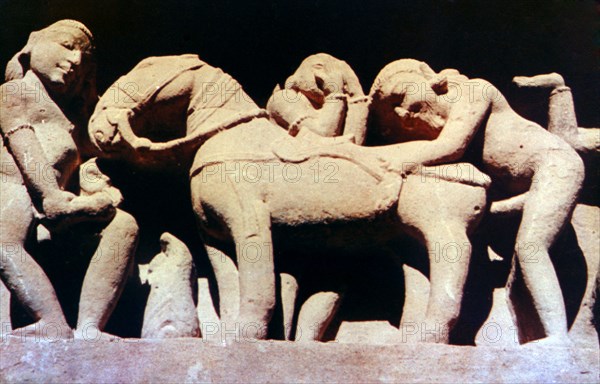 Erotic Sculpture, Hindu Temple, Khajuraho, India, 950 - 1050. Artist: Unknown