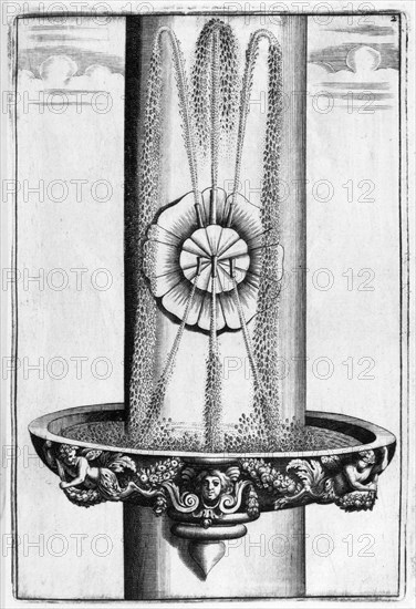 Ornamental fountain design, 1664. Artist: Georg Andreas Bockler