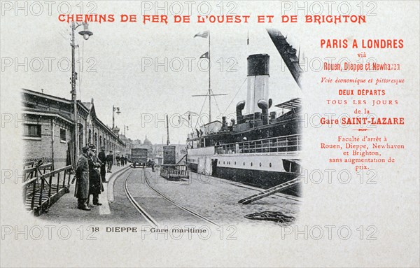 Harbour station, Dieppe, c1900. Artist: Unknown