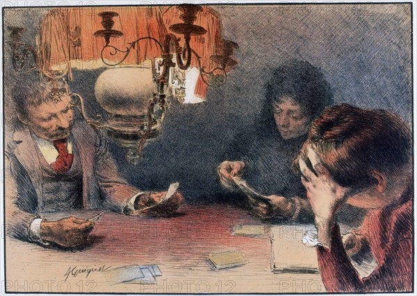 'A Game of Cards', c1899. Artist: Francois Joseph Guiguet