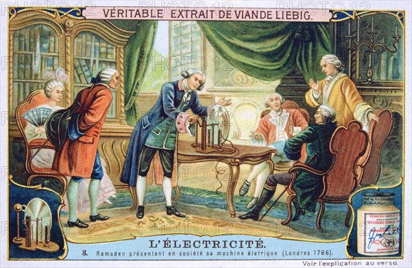 Electricity demonstration, London, 1766, (c1900). Artist: Unknown