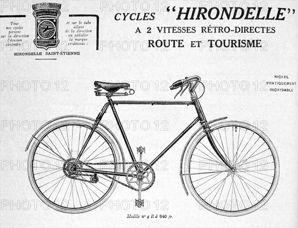 Hirondelle Saint Etienne, Bicycle Tourism Advertisement, 20th century. Artist: Unknown