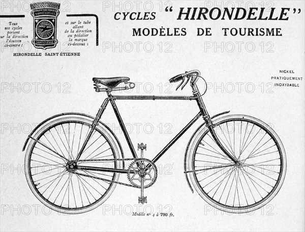 Hirondelle Saint Etienne Bicycle Tourism Advertisement, 20th century. Artist: Unknown
