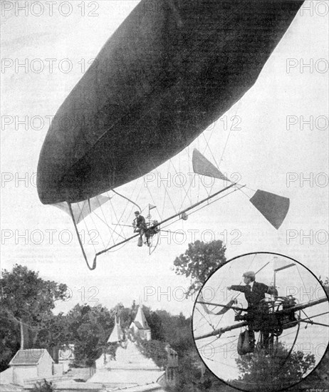 The new airship of Alberto Santos-Dumont, 30th September 1900. Artist: Unknown