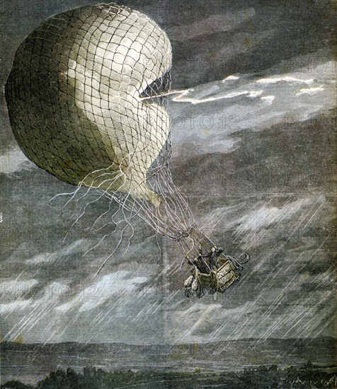 A Balloon struck by lightning near Chicago, Illinois, USA, 1891. Artist: Unknown