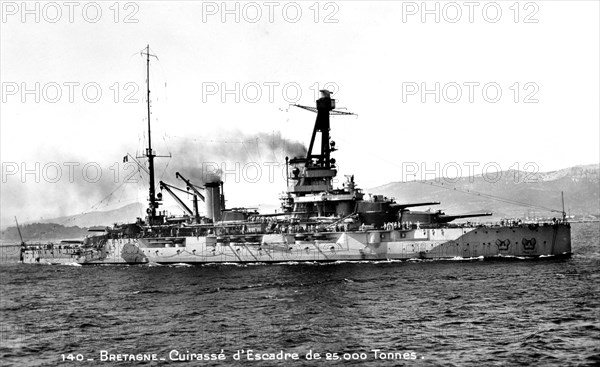 'Bretagne' French dreadnought of 25,000 Tons, c1915-1940. Artist: Unknown