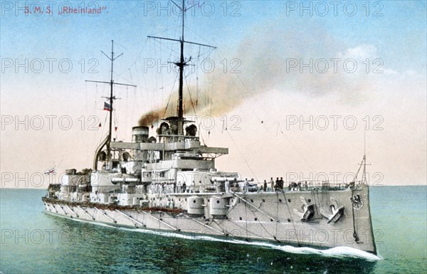 German battleship 'Rheinland', c1910-1918. Artist: Unknown