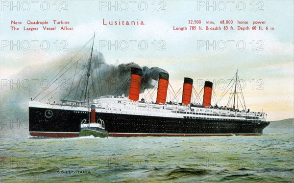 Ocean liner RMS 'Lusitania', 20th century. Artist: Unknown