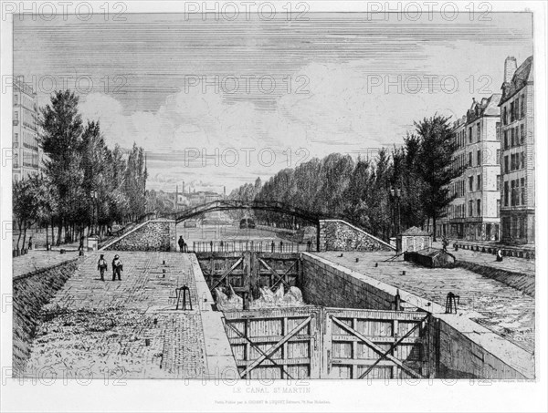 The St Martin canal, Paris, 19th century. Artist: A Martial