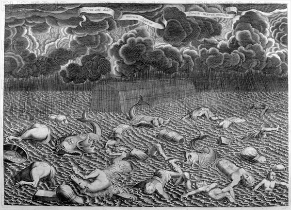 Scene of the Deluge, 1675. Artist: Athanasius Kircher