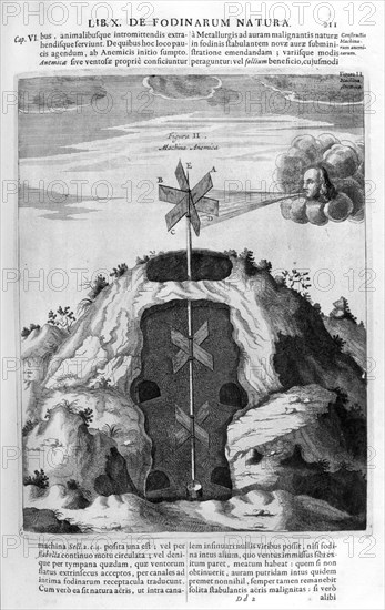 Wind pump, 1678. Artist: Athanasius Kircher