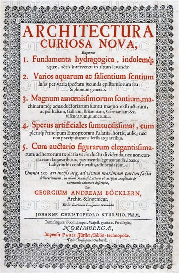 Title page of Architectura Curiosa Nova, 1664. Artist: Georg Andreas Bockler