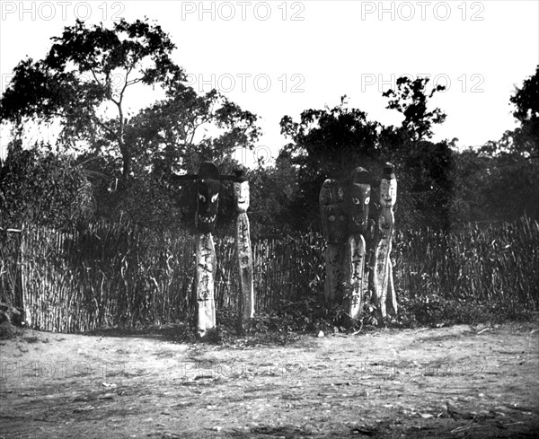 Jangseung, wooden totem poles, Korea, 1900. Artist: Unknown