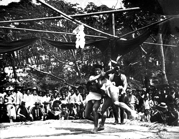 Japanese sumo wrestling, Korea, 1900. Artist: Unknown