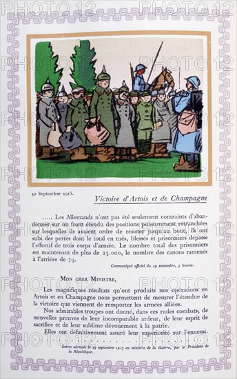 Victory in Artois and Champagne, 30th September 1915, (1919). Artist: Andre Helle