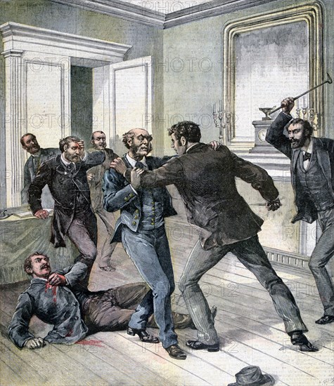 Attack in the office of the Prefecture of the Seine, Paris, 1892. Artist: Henri Meyer