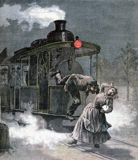 Accident on the Marly-le-Roi rail line, France, 1891. Artist: F Meaulle