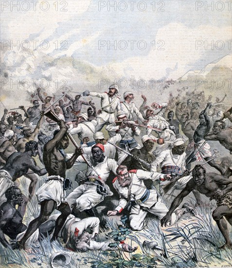 Destruction of a German expedition in Africa, 1891. Artist: Henri Meyer