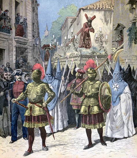 The procession of the Good Friday, Holy Week, Seville, 1891. Artist: Henri Meyer