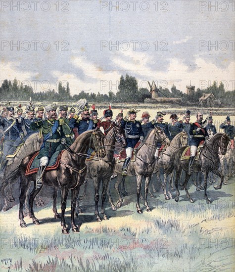 Military review with General Saussier and foreign military attaches, 14th July 1891.  Artist: Henri Meyer