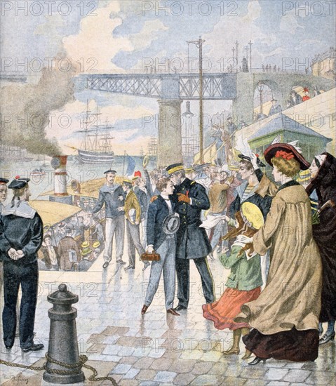 The return of the ship 'Borda', and embarkation of the ship 'Fistots', Brest, France, 1902. Artist: Unknown