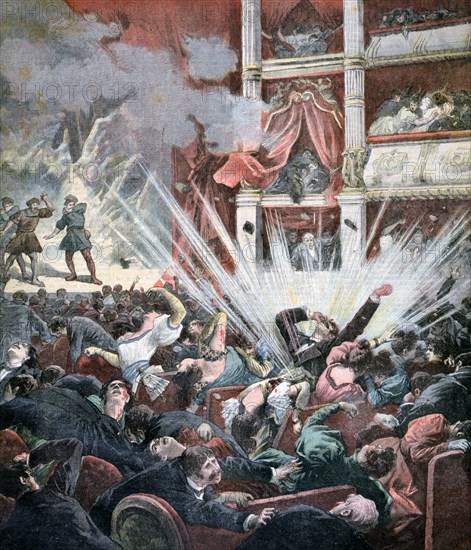 Bomb explosion in the Liceo Theatre, Barcelona, 1893. Artist: Unknown