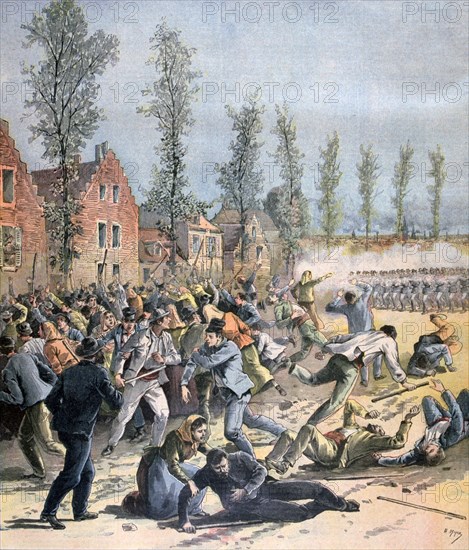 Rioting in Mons, Belgium, 1893. Artist: Henri Meyer