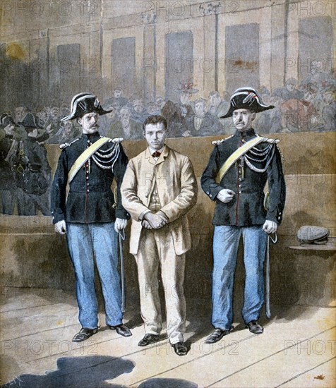 Trial of Sante Jeronimo Caserio, Italian anarchist and assassin, 1894. Artist: Frederic Lix
