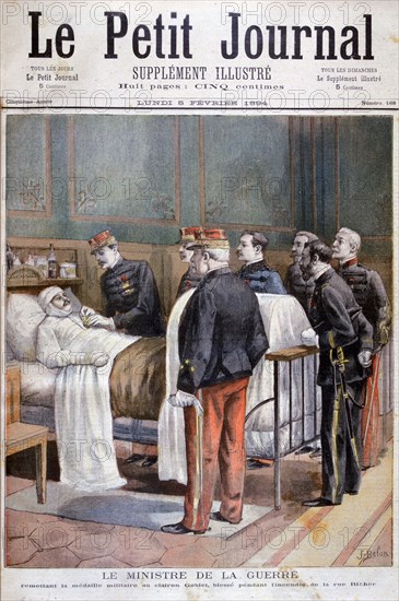 The French Minister for War giving a military decoration, 1894. Artist: Jose Belon