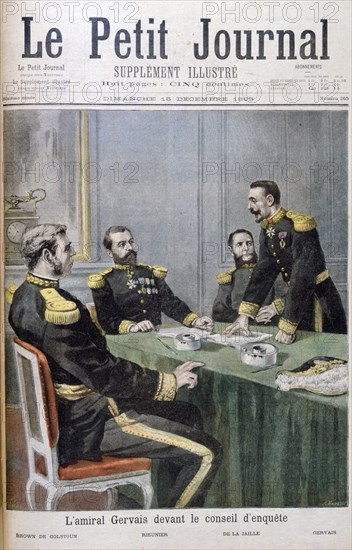 Admiral Gervais in front of the investigation board, 1895. Artist: F Meaulle